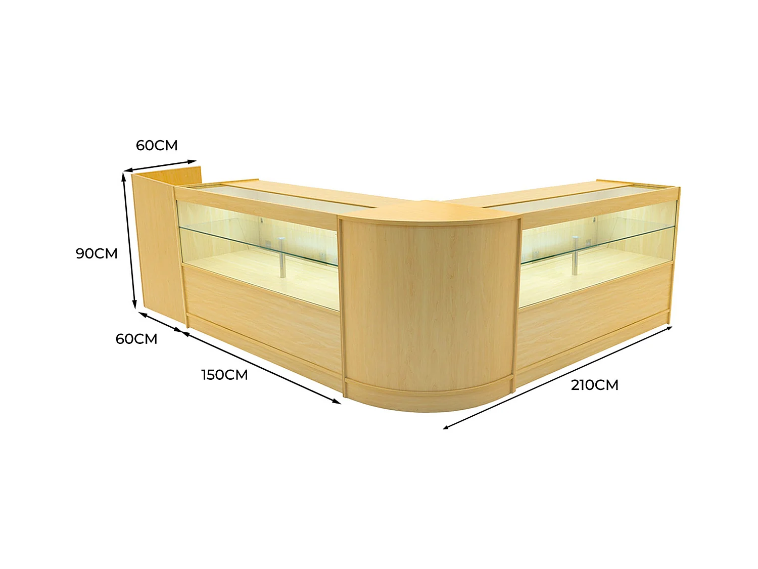 Comptoirs de Vente à LED Ensemble Phoenix - Érable CM60, 2 x C1500, TB60