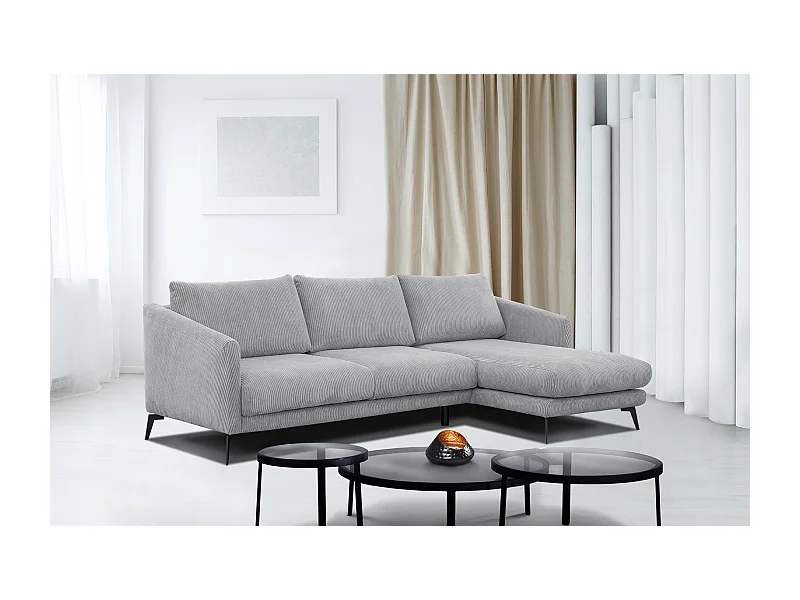 CANAPÉ D'ANGLE VILT 4 places, tissu gris clair