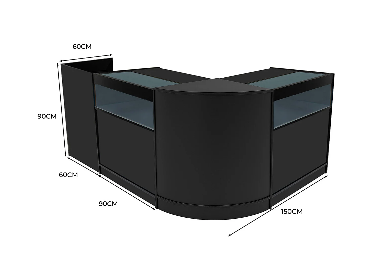 Luna LED Winkel Toonbank Set CM60, TB60 & 2 x B900 - Zwart