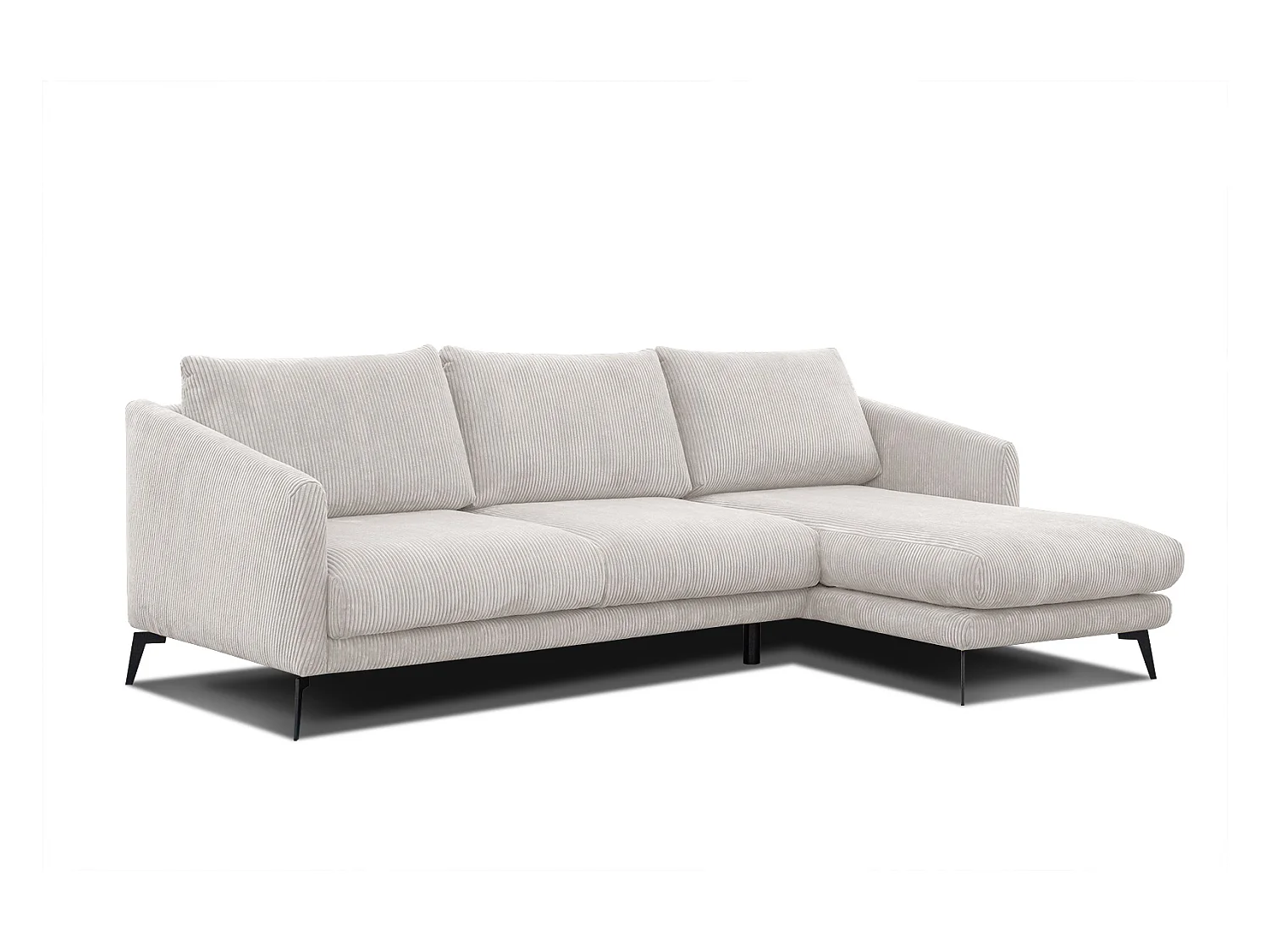 CANAPÉ D'ANGLE VILT 4 places, tissu blanc perle