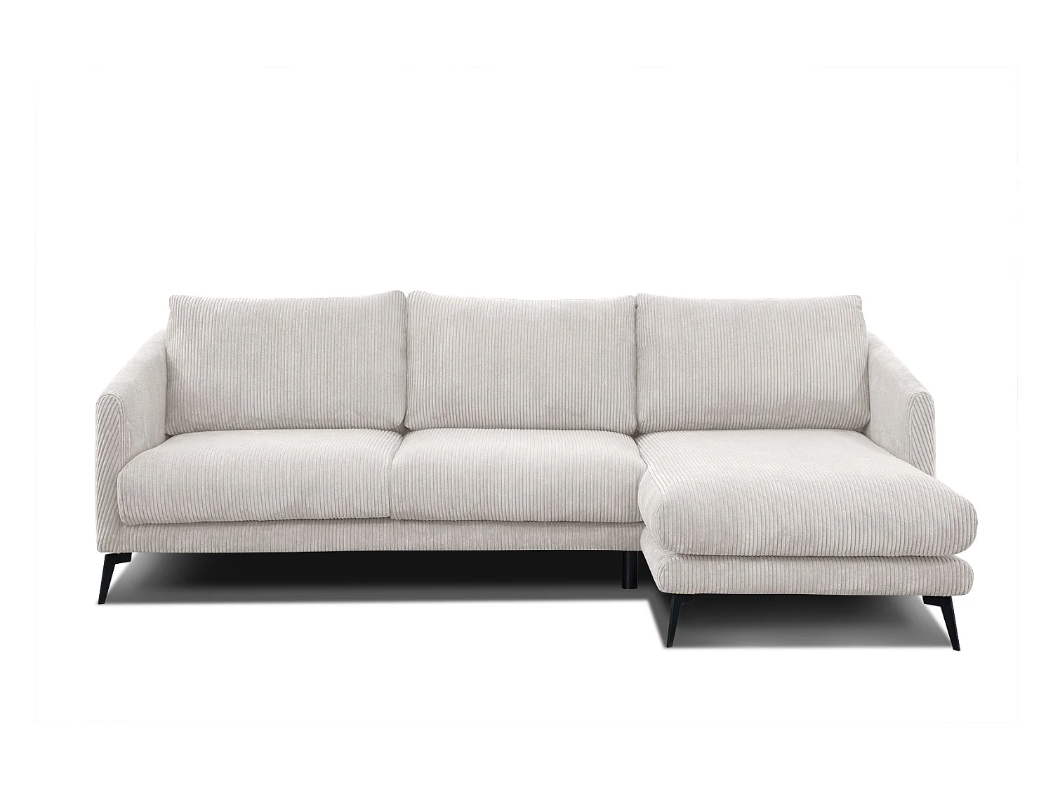 CANAPÉ D'ANGLE VILT 4 places, tissu blanc perle