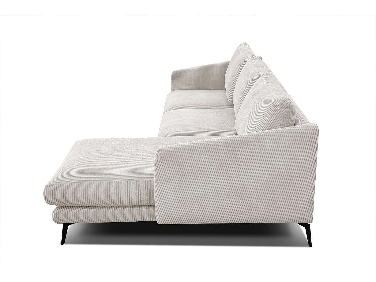 CANAPÉ D'ANGLE VILT 4 places, tissu blanc perle