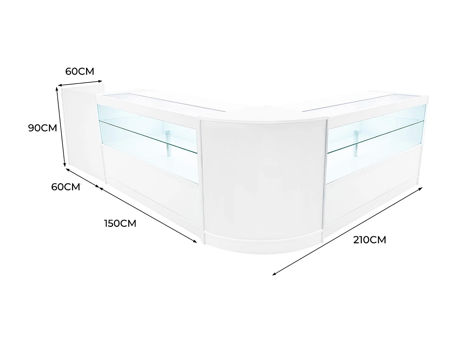 Comptoirs de Vente à LED Ensemble Phoenix - Blanc CM60, 2 x C1500, TB60