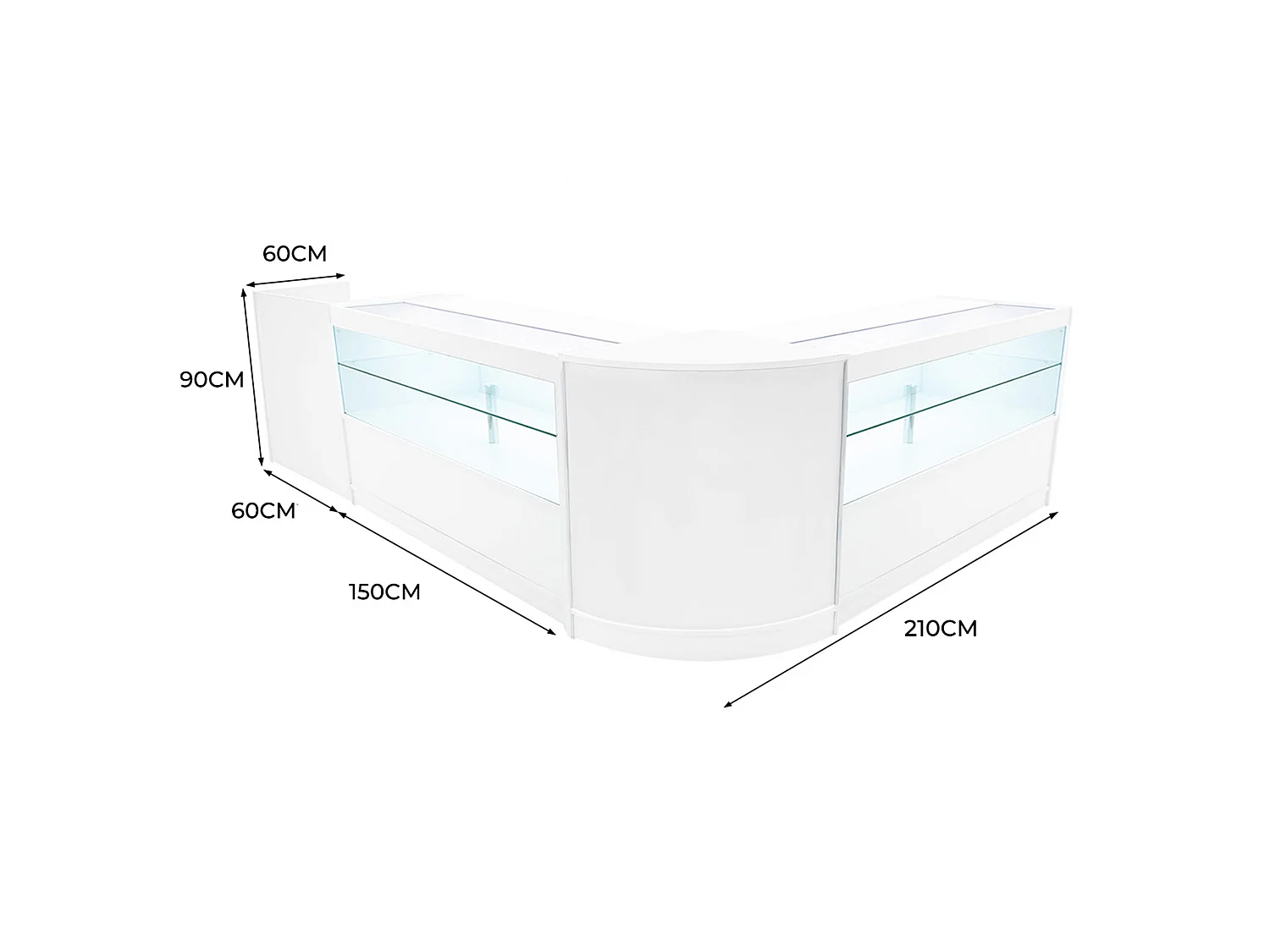 Comptoirs de Vente à LED Ensemble Phoenix - Blanc CM60, 2 x C1500, TB60