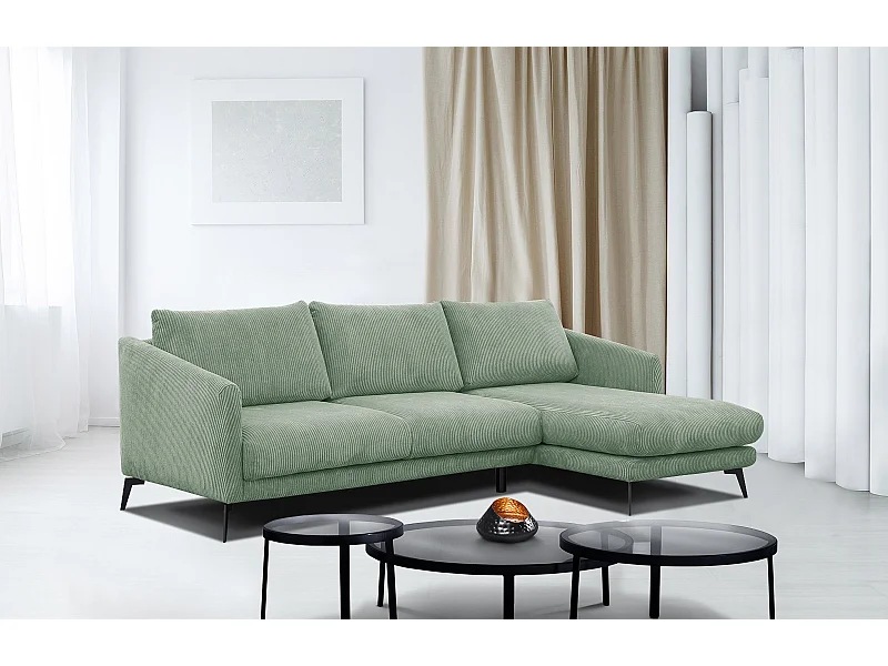 CANAPÉ D'ANGLE VILT 4 places, tissu sauge