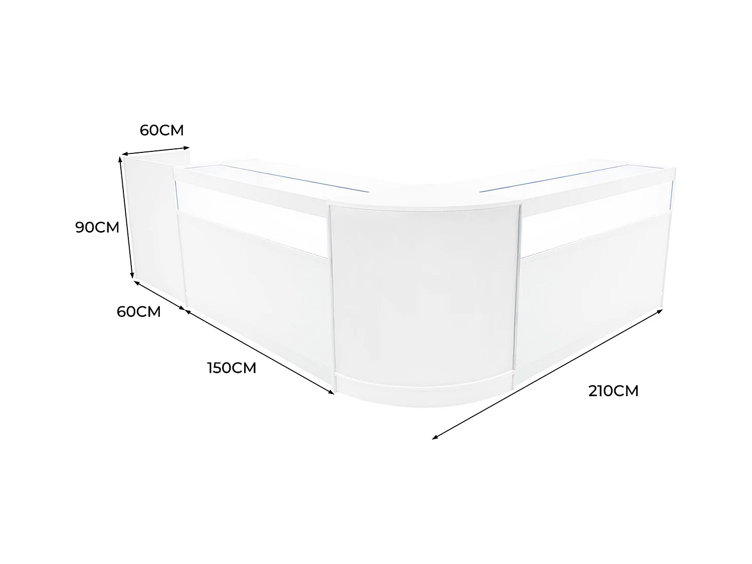 Luna LED Verkaufstheken-Set CM60 + B1500 (2 Stück)+ TB60 – Weiß