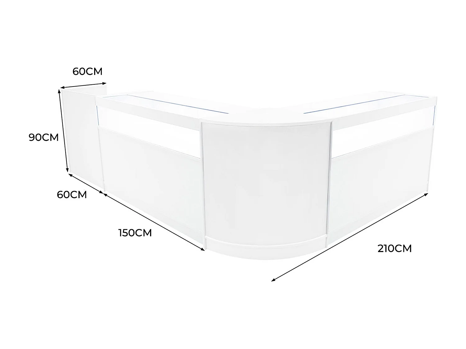 Luna LED Winkel Toonbank Set CM60, TB60 & 2 x B1500 - Wit