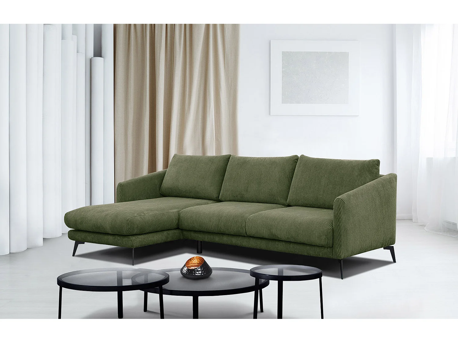 Ecksofa 4-Sitzer links VILT, olive