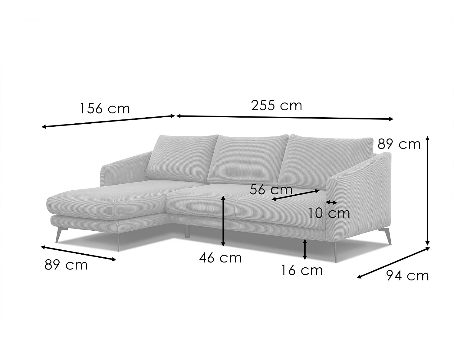 Ecksofa 4-Sitzer links VILT, olive