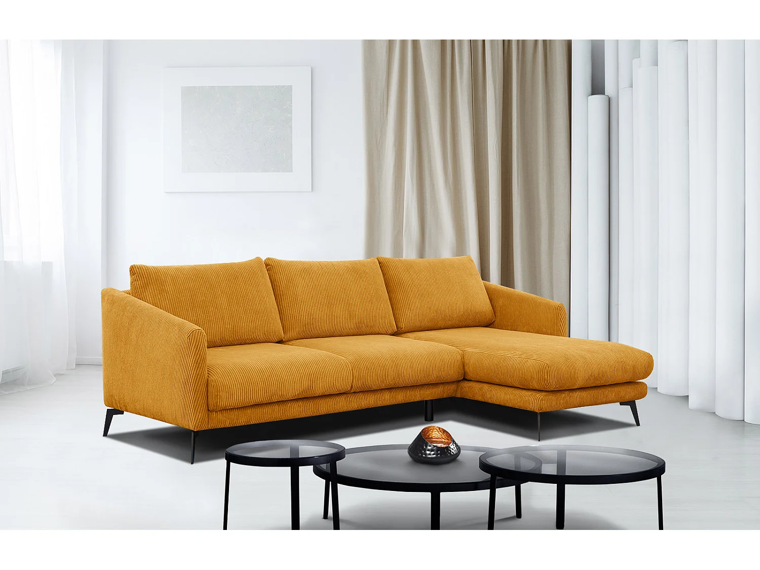 Ecksofa 4-Sitzer rechts VILT, safran