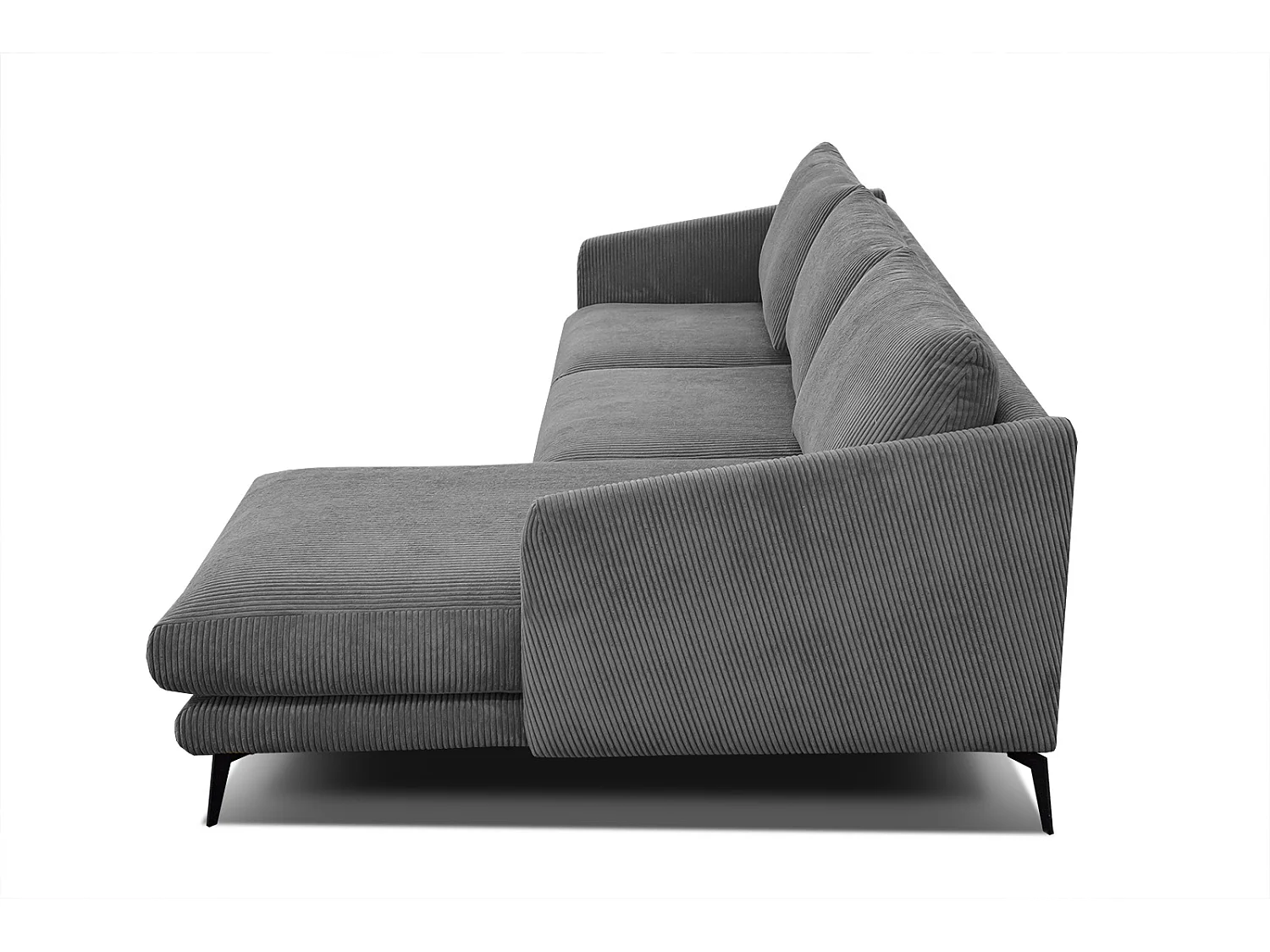 CANAPÉ D'ANGLE VILT 4 places, tissu gris foncé