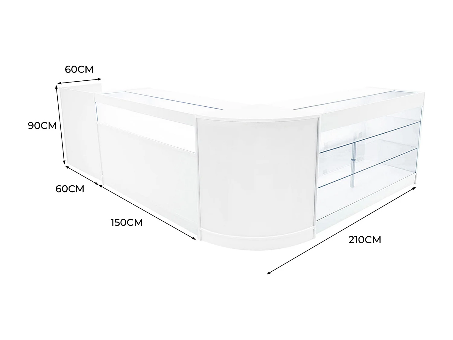 Polaris LED Verkaufstheken-Set CM60 + B1500 + K1500 + TB60 – Weiß