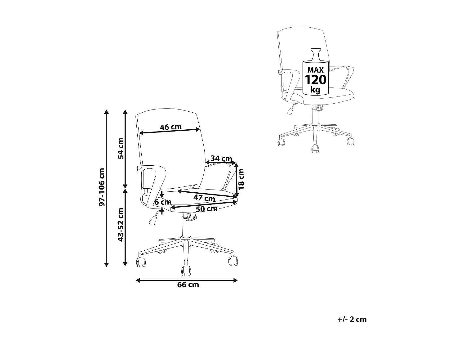 Chaise de bureau BONNY Rose