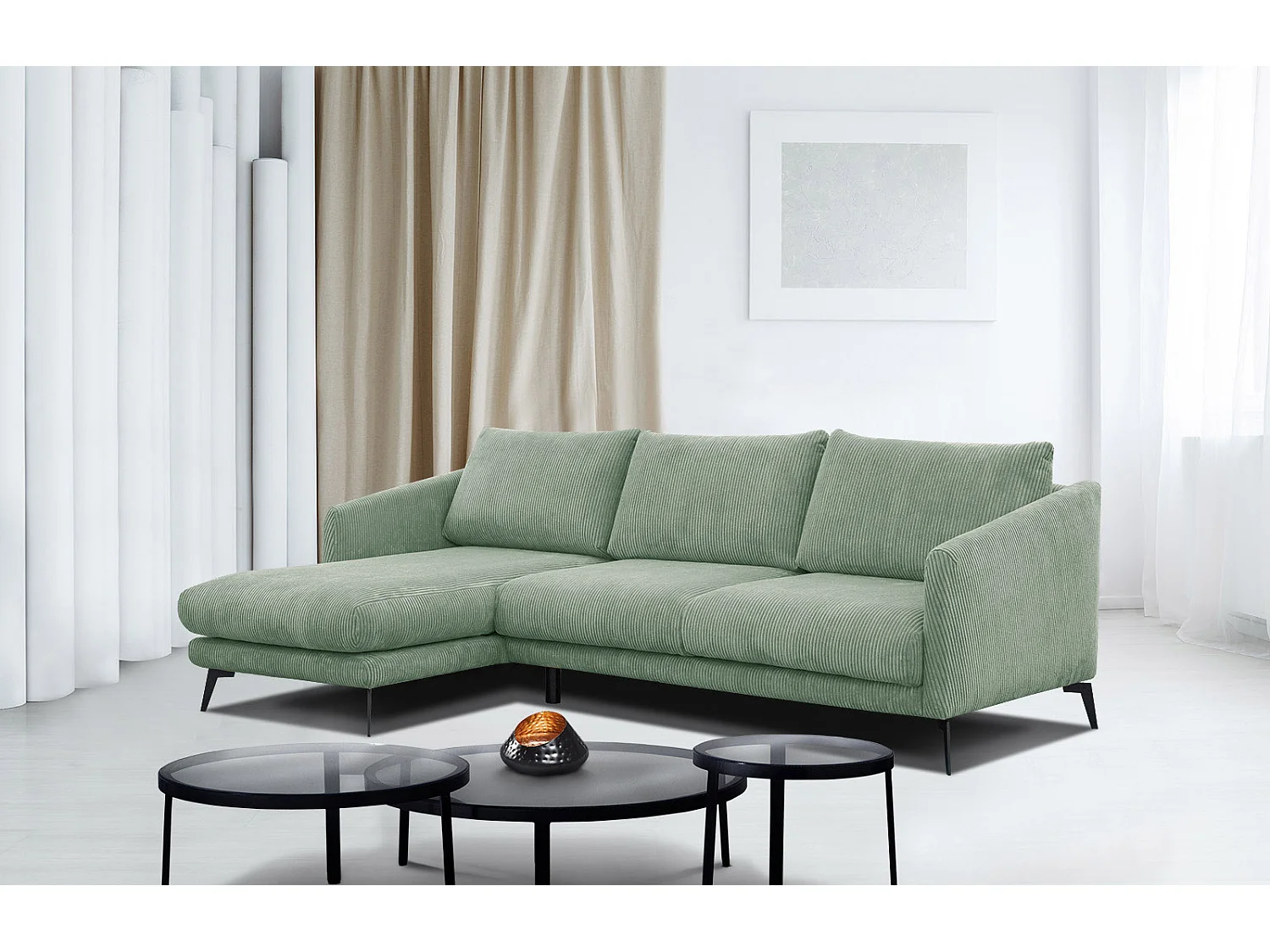 Ecksofa 4-Sitzer links VILT, mint