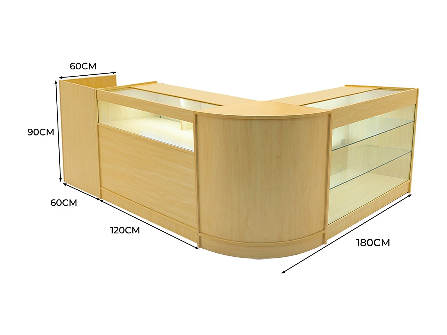 Polaris LED Verkaufstheken-Set CM60 + B1200 + K1200 + TB60 – Ahorn