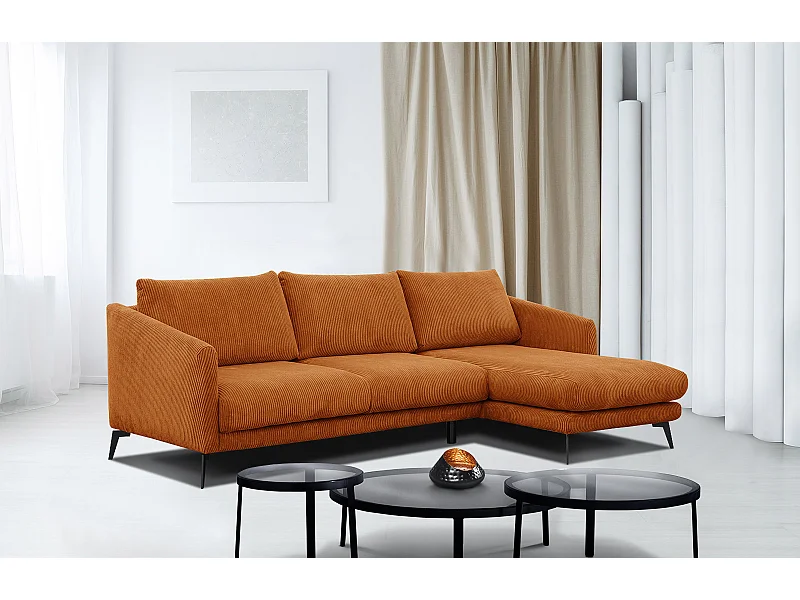 CANAPÉ D'ANGLE VILT 4 places, tissu orange