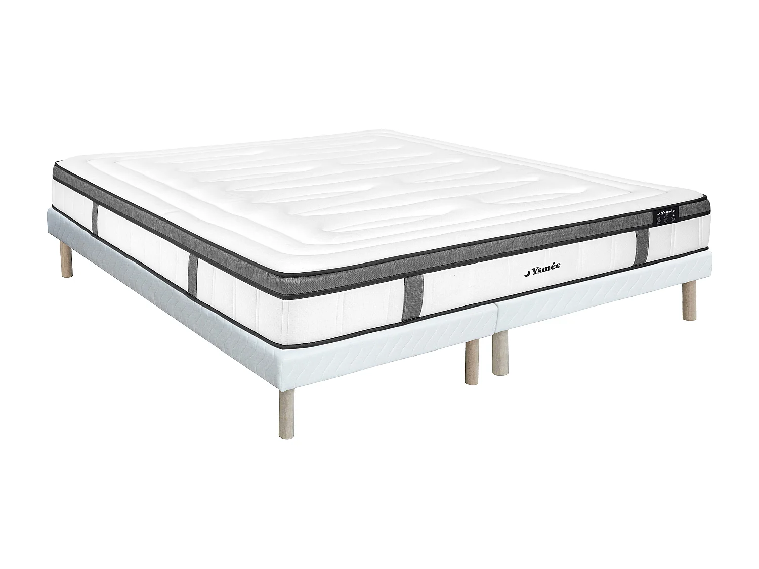 Ensemble 180 x 200 cm sommier tapissier + matelas hybride ressorts ensachés 7 zones et mémoire de forme ép.30cm - OLIANE de YSMÉE