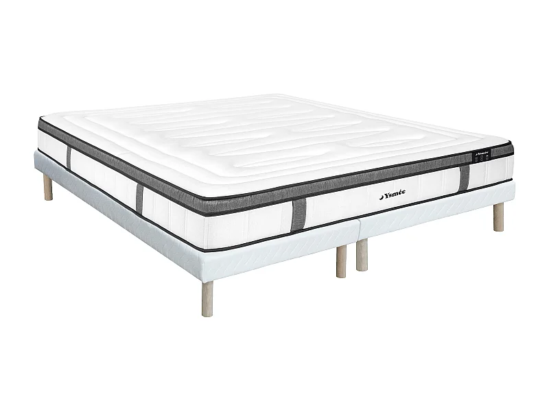 Ensemble 180 x 200 cm sommier tapissier + matelas hybride ressorts ensachés 7 zones et mémoire de forme ép.30cm - OLIANE de YSMÉE