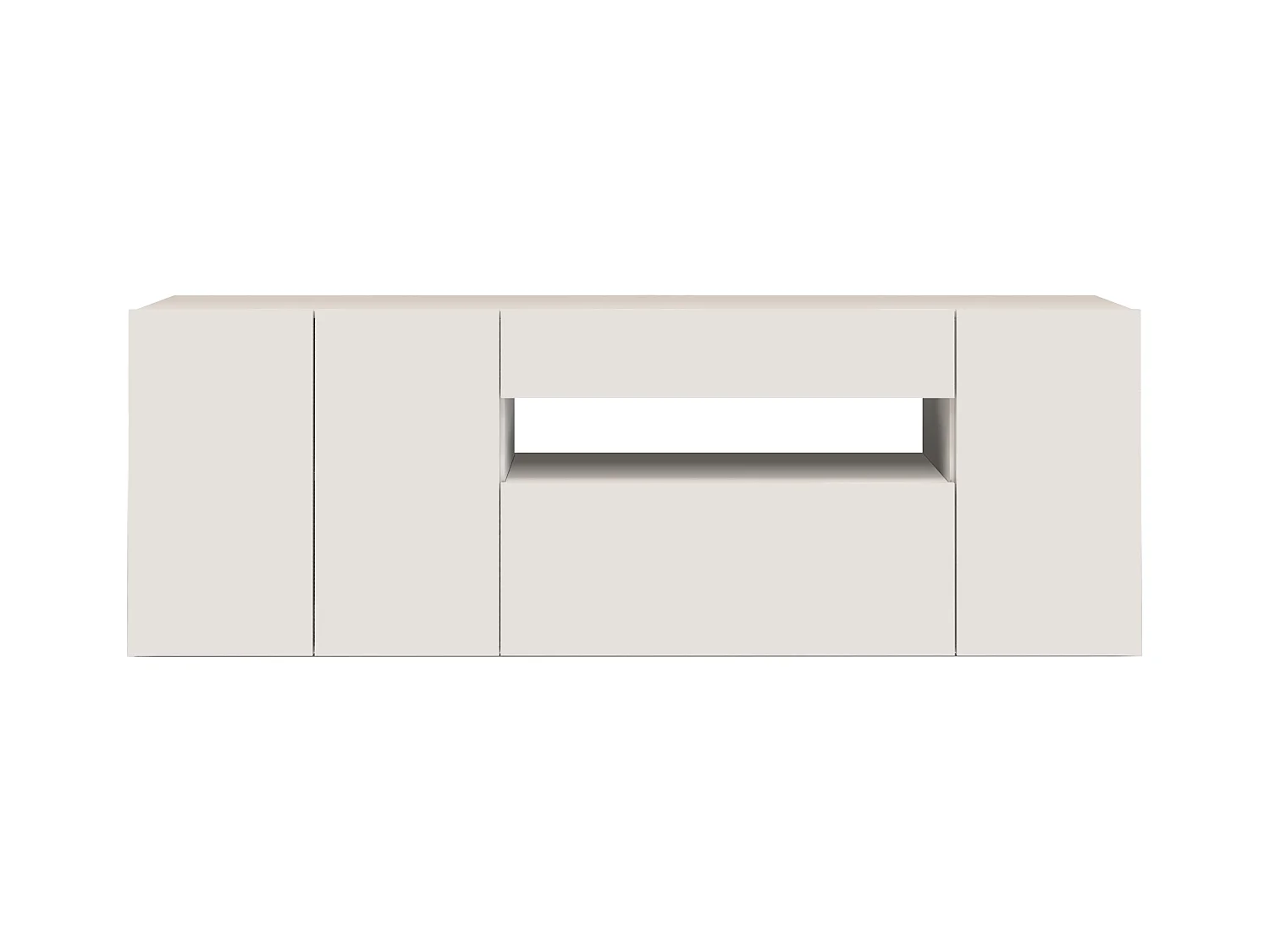 Credenza Potenza con 3 ante 1 ribalta e 1 cassetto bianco lucido 220x40x81 cm