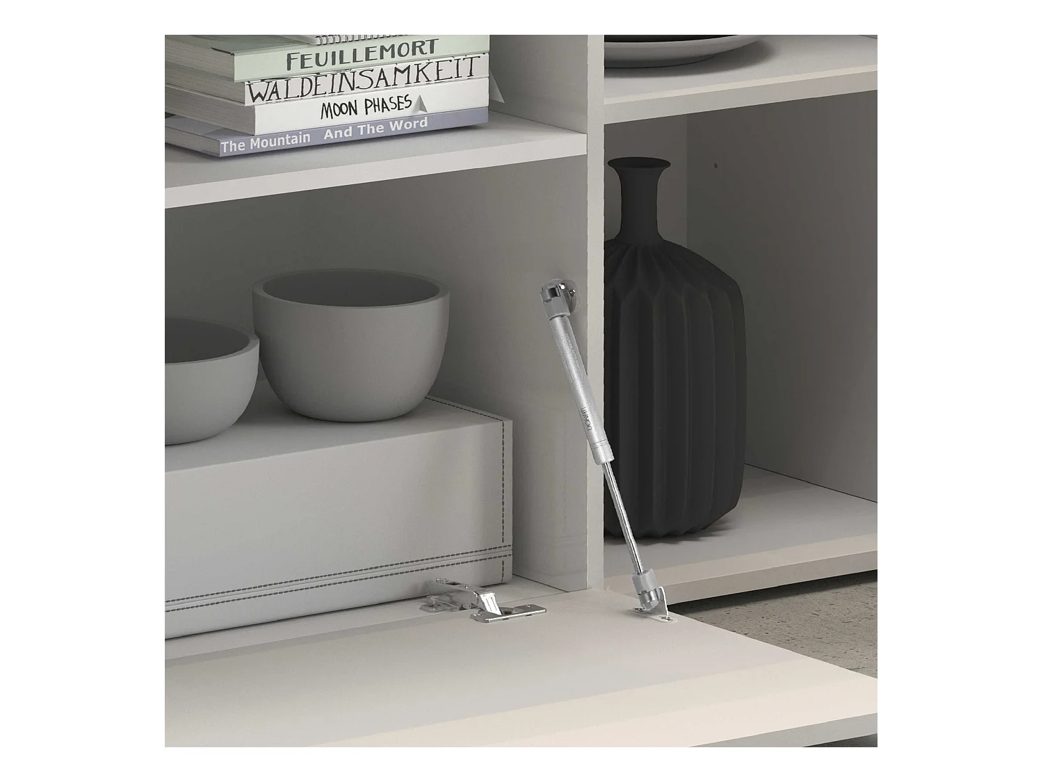 Credenza Potenza con 3 ante 1 ribalta e 1 cassetto bianco lucido 220x40x81 cm