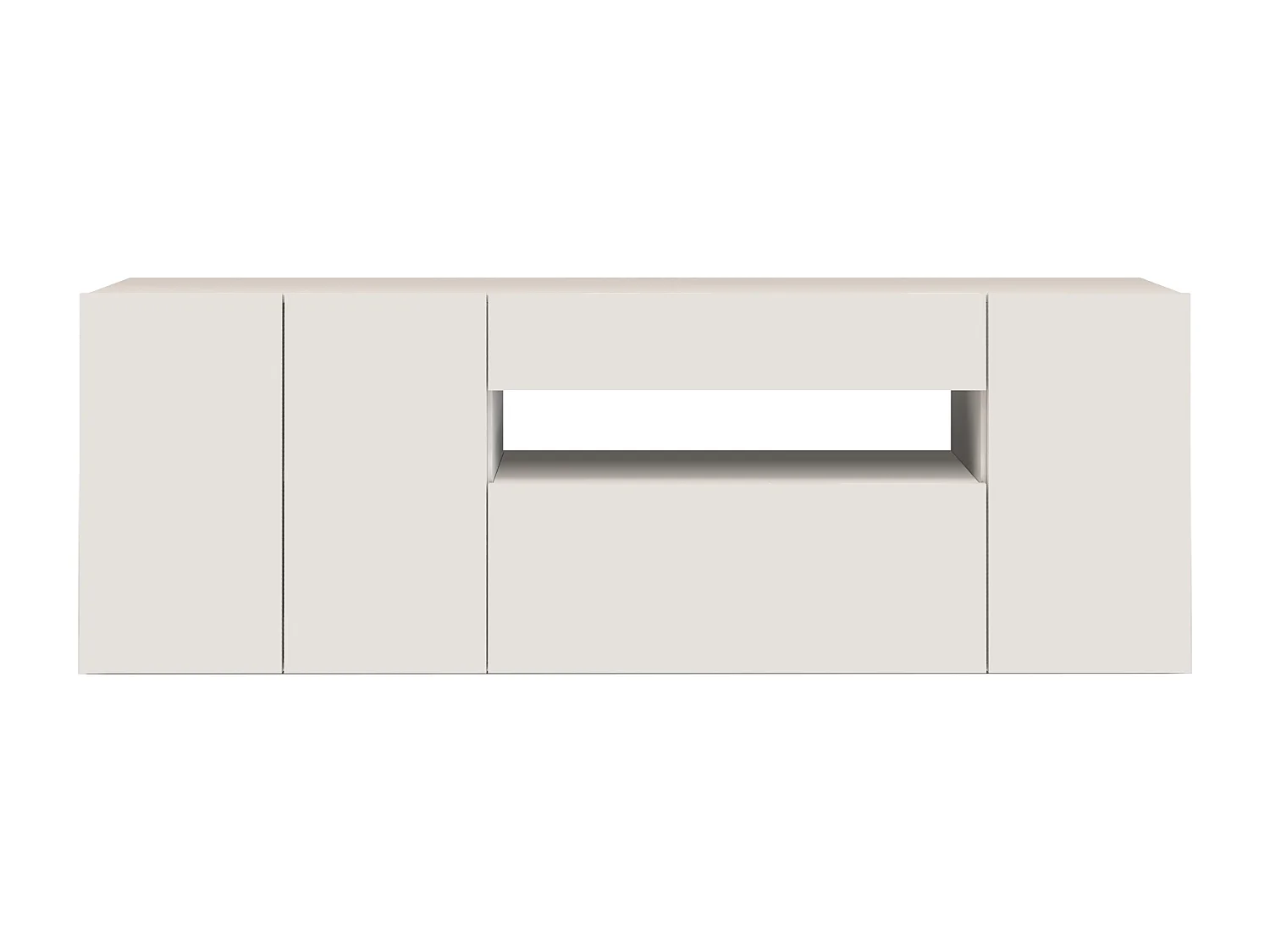 Credenza Potenza con 3 ante 1 ribalta e 1 cassetto bianco lucido 220x40x81 cm