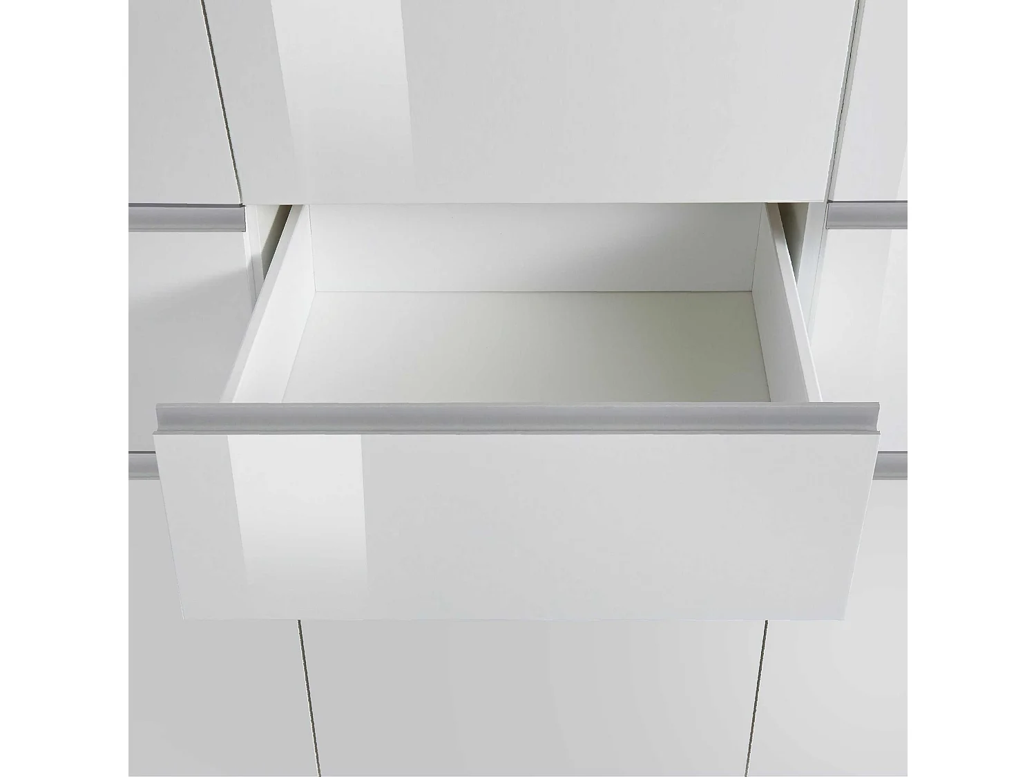 Credenza a cassettiera Magic 3 ante e 6 cassetti bianco lucido 180x40x105 cm