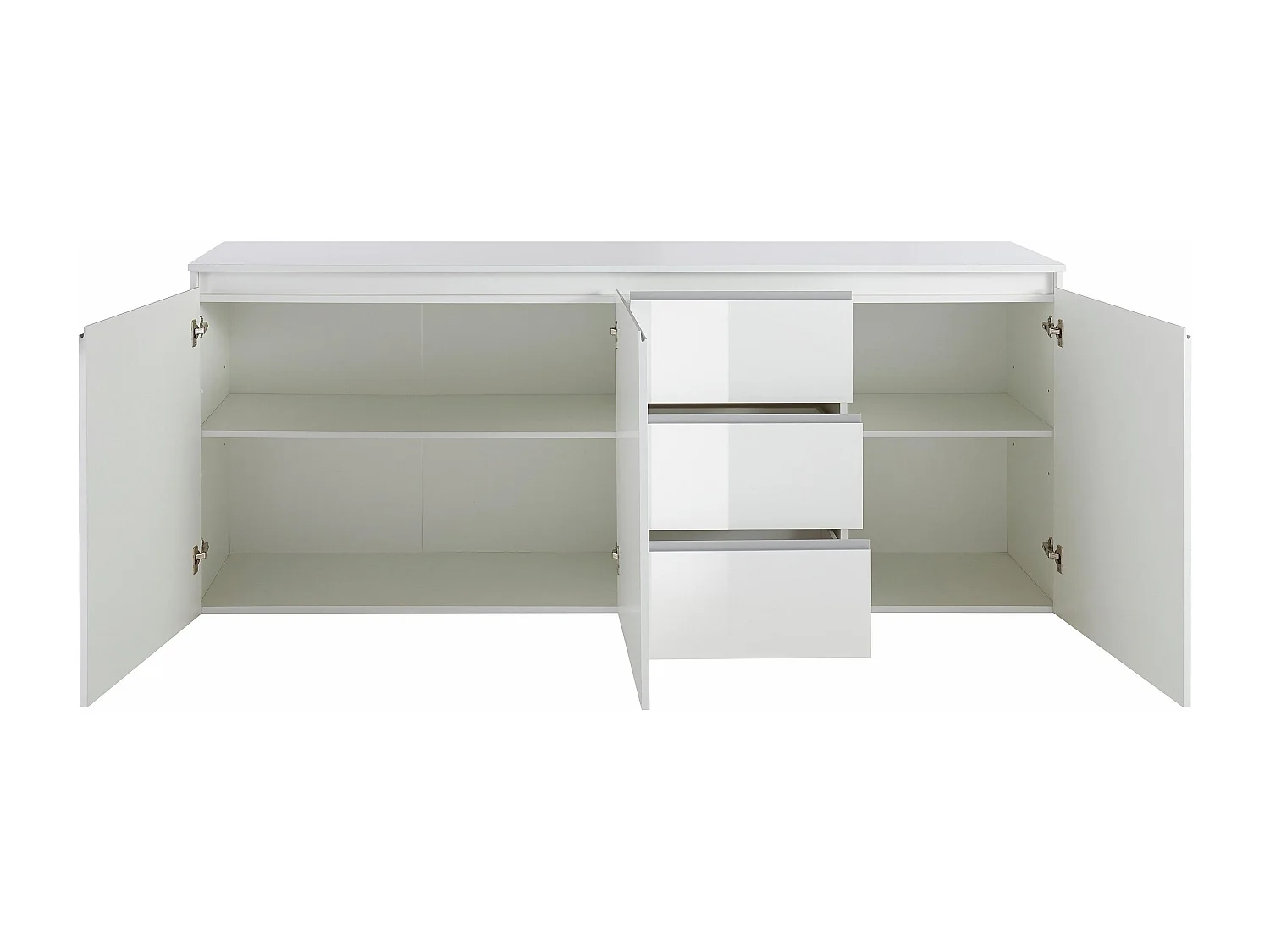 Credenza a cassettiera Magic 3 ante e 3 cassetti bianco lucido 200x40x85 cm