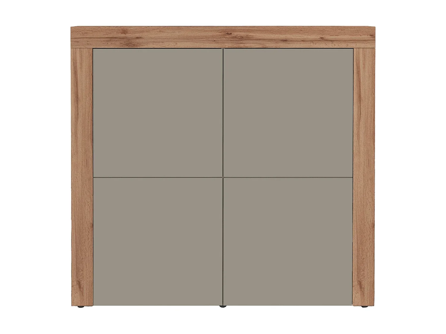Madia Chronos a 4 ante tortora opaco e rovere 140x40x130 cm