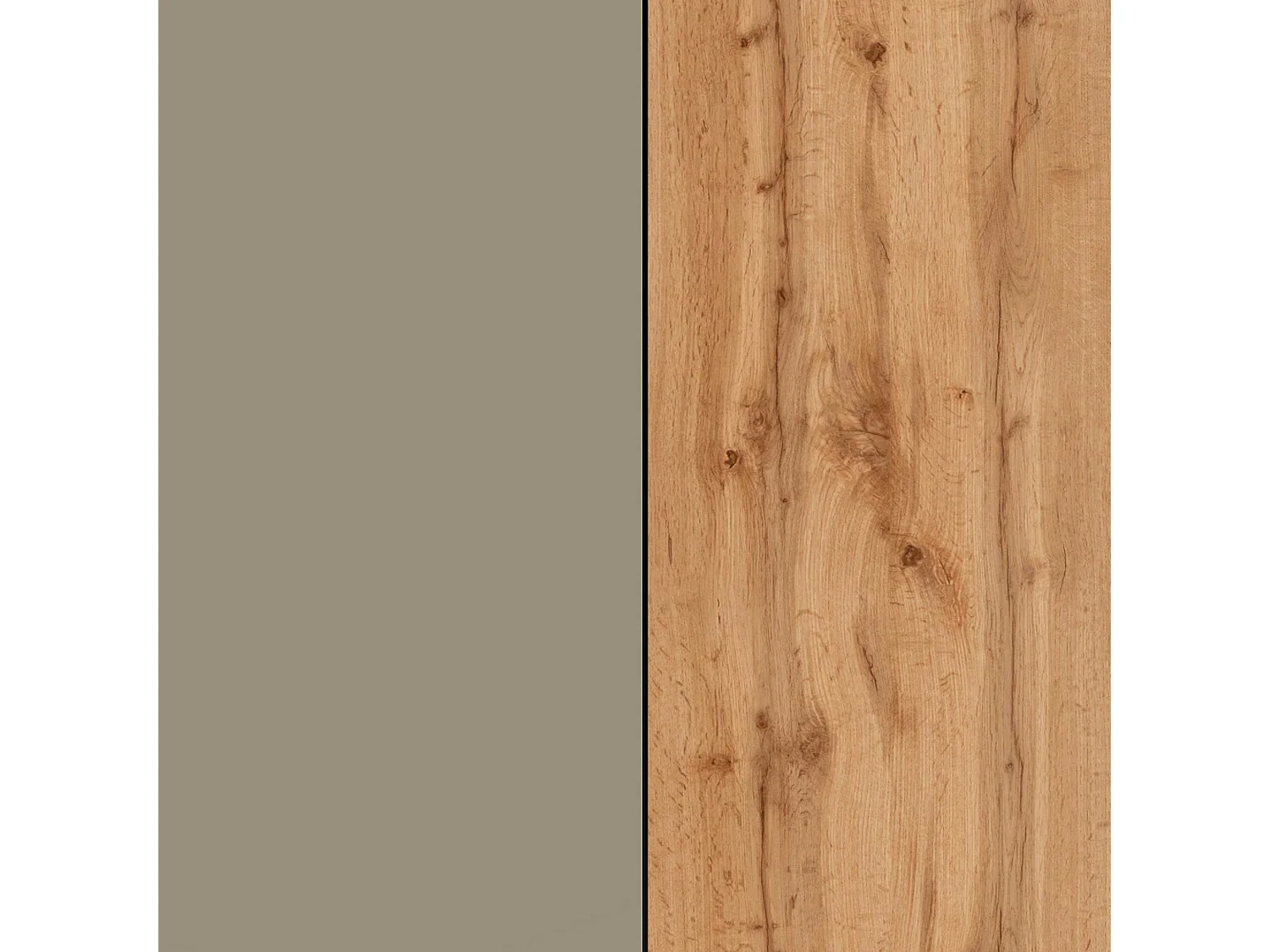 Aparador Chronos con 4 puertas en color topo mate y roble 140x40x130 cm
