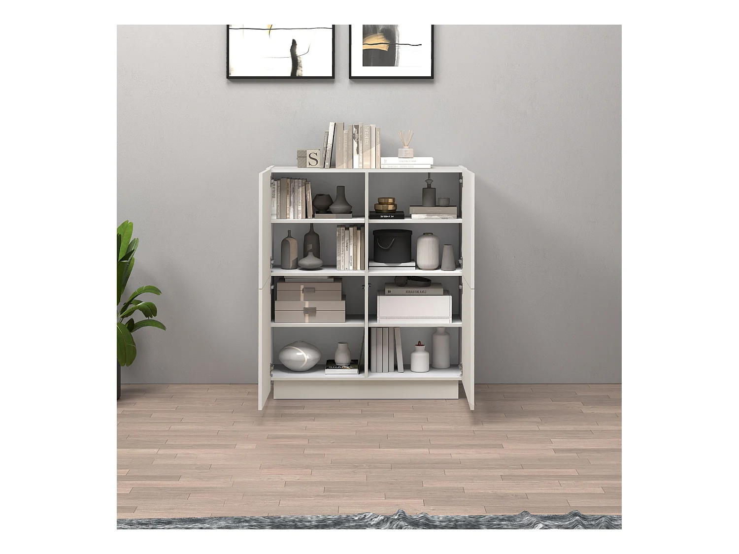 Credenza Vela con 4 ante colore cashmere 100x35x120,4 cm