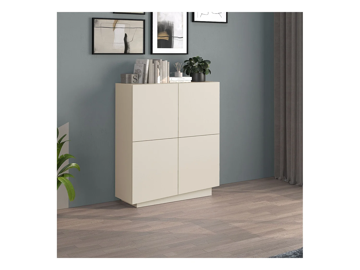 Credenza Vela con 4 ante colore cashmere 100x35x120,4 cm