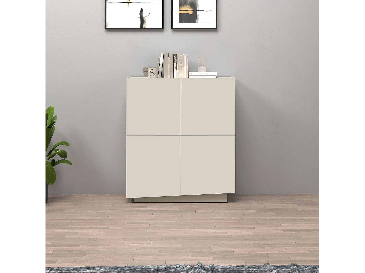 Credenza Vela con 4 ante colore cashmere 100x35x120,4 cm