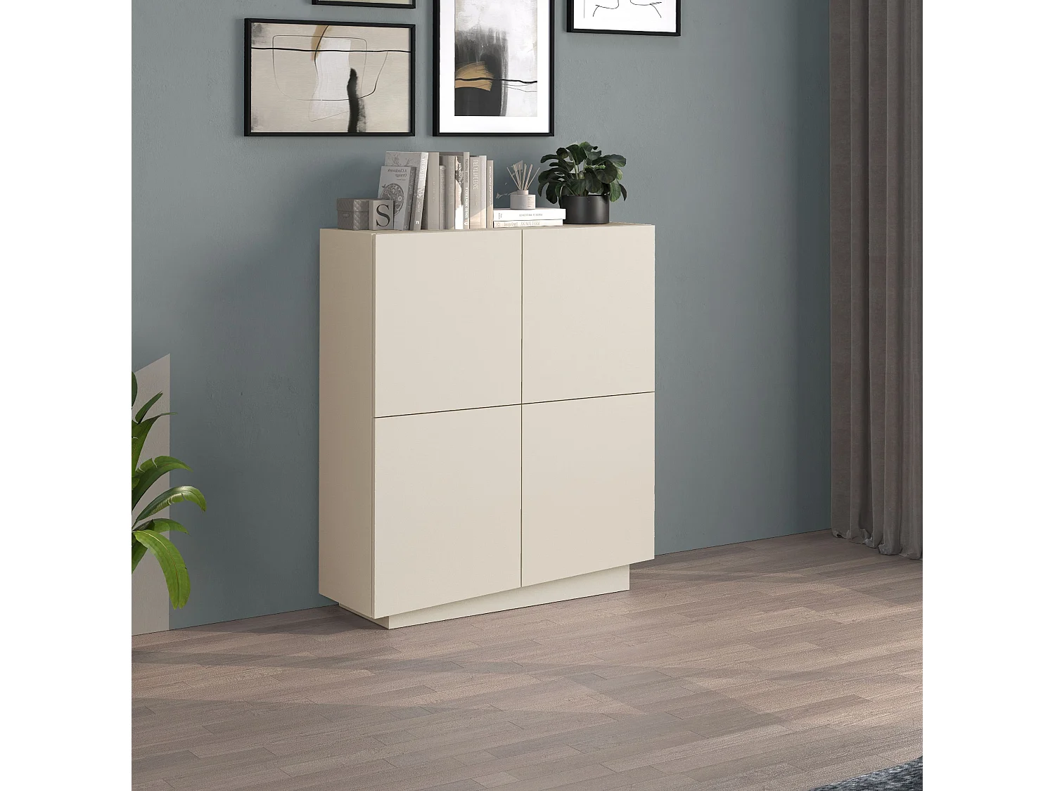 Credenza Vela con 4 ante colore cashmere 100x35x120,4 cm