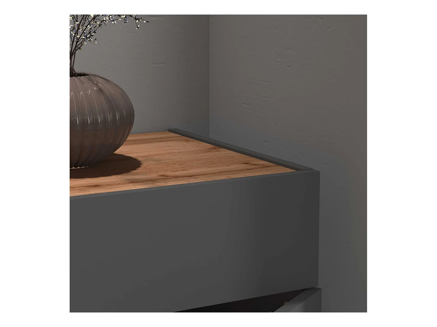 Credenza Garda 4 ante e 2 cassetti antracite opaco e rovere 160,1x35x70 cm