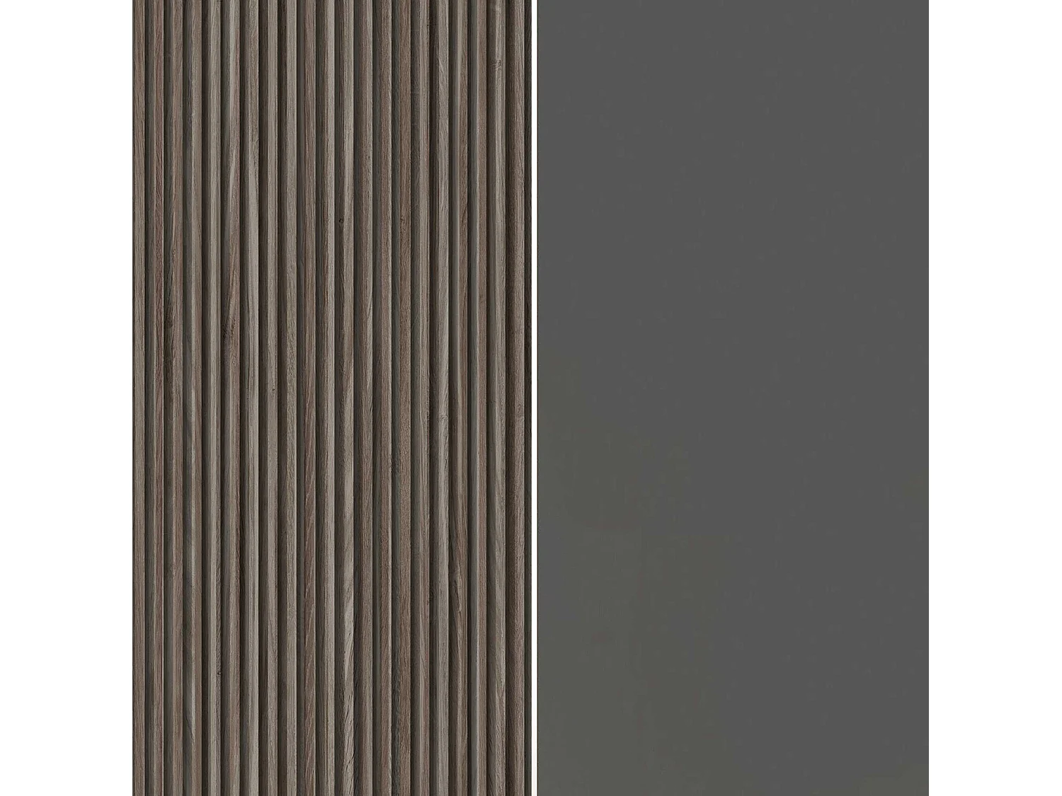 Buffet Coste à 4 portes effet cannelé couleur anthracite mat et bois foncé 200x43x86 cm