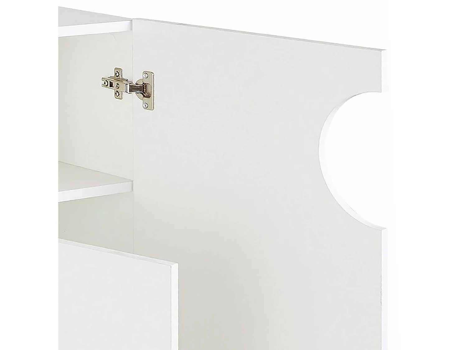Credenza Real a 3 ante e 1 vano aperto bianco lucido 130x40x80cm