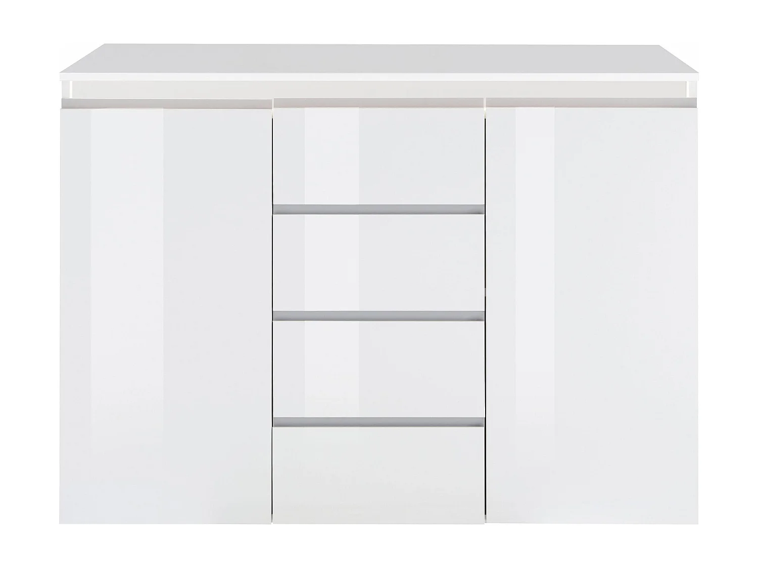 Credenza a cassettiera Magic 2 ante e 4 cassetti bianco lucido 120x40x105 cm