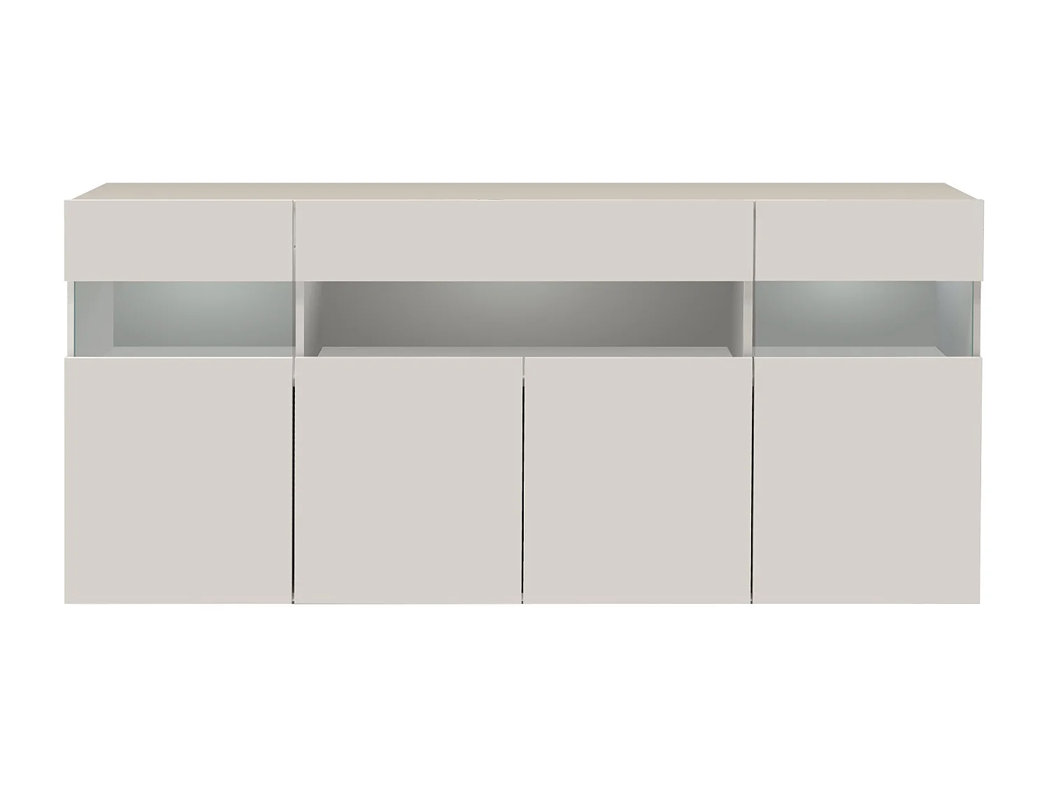 Credenza Potenza con 4 ante e 1 cassetto bianco lucido 173x40x81,5 cm