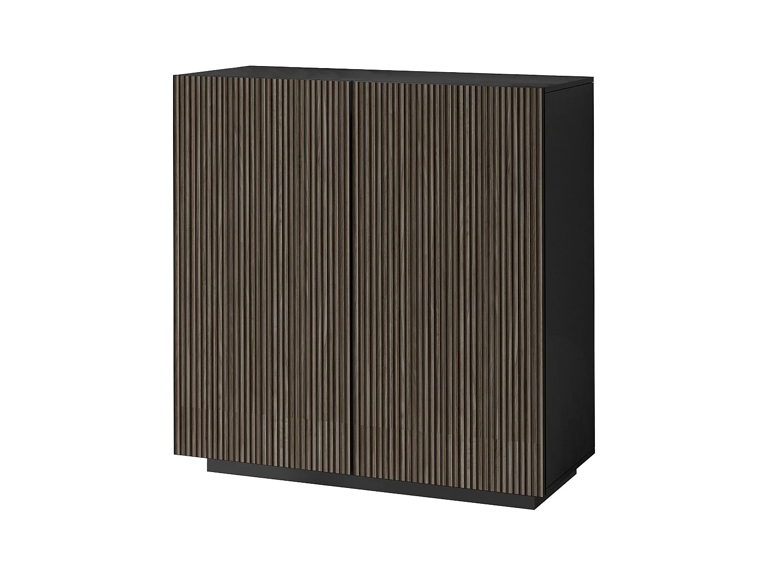 Credenza Coste a 2 ante effetto cannetè antracite opaco e legno scuro 120x43x126 cm