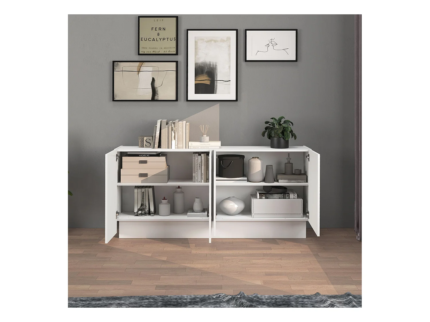 Madia Vela con 4 ante colore bianco lucido 160x35x75,4 cm