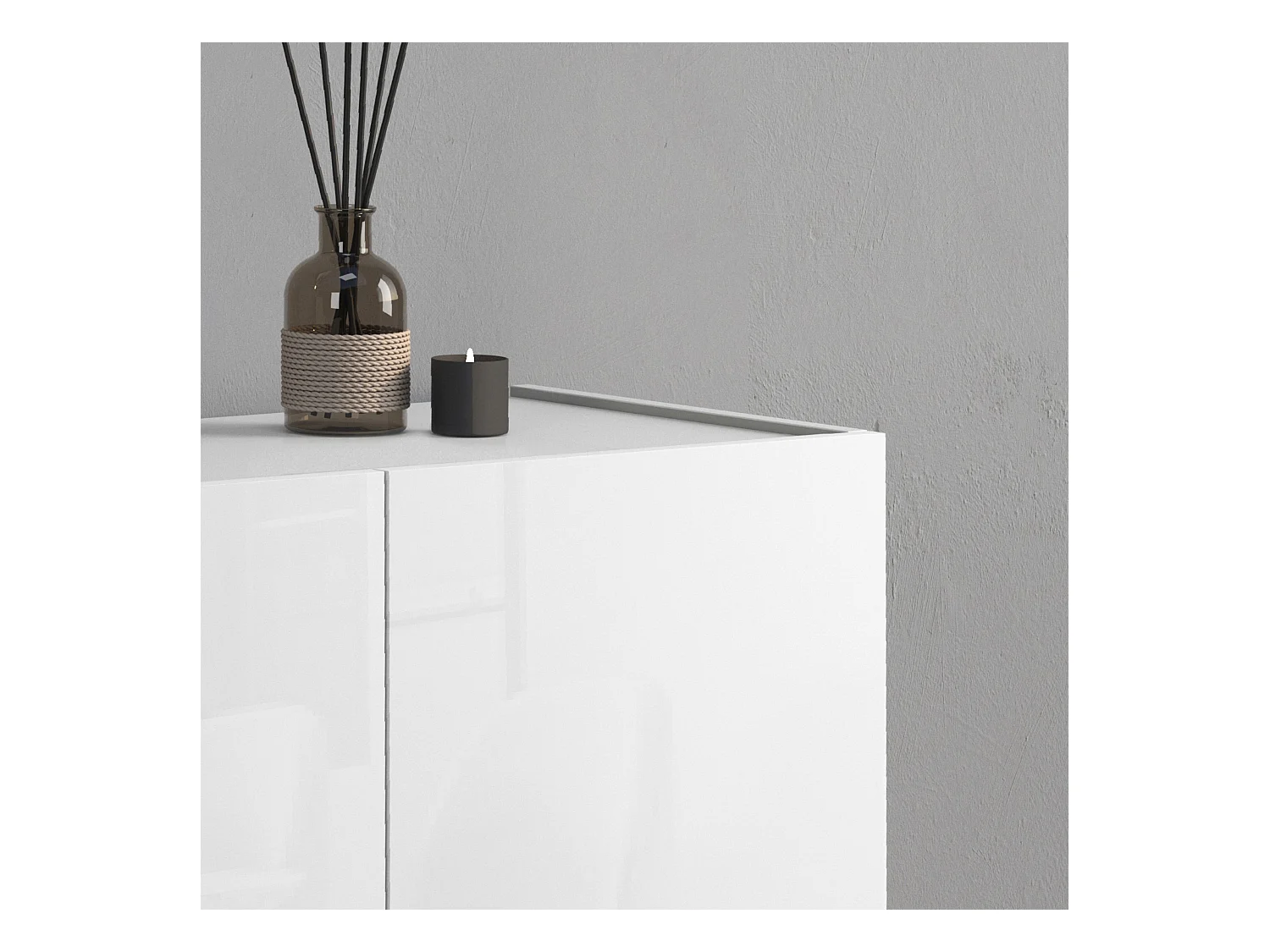 Madia Vela con 4 ante colore bianco lucido 160x35x75,4 cm