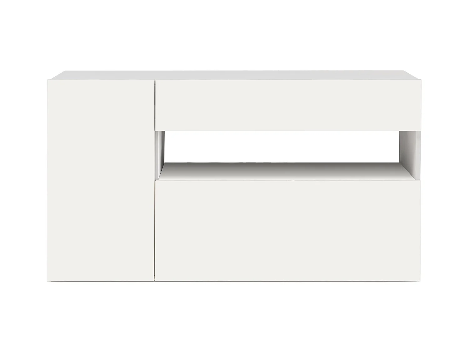 Credenza Potenza con 1 anta 1 ribalta e 1 cassetto bianco lucido 140x40x81 cm