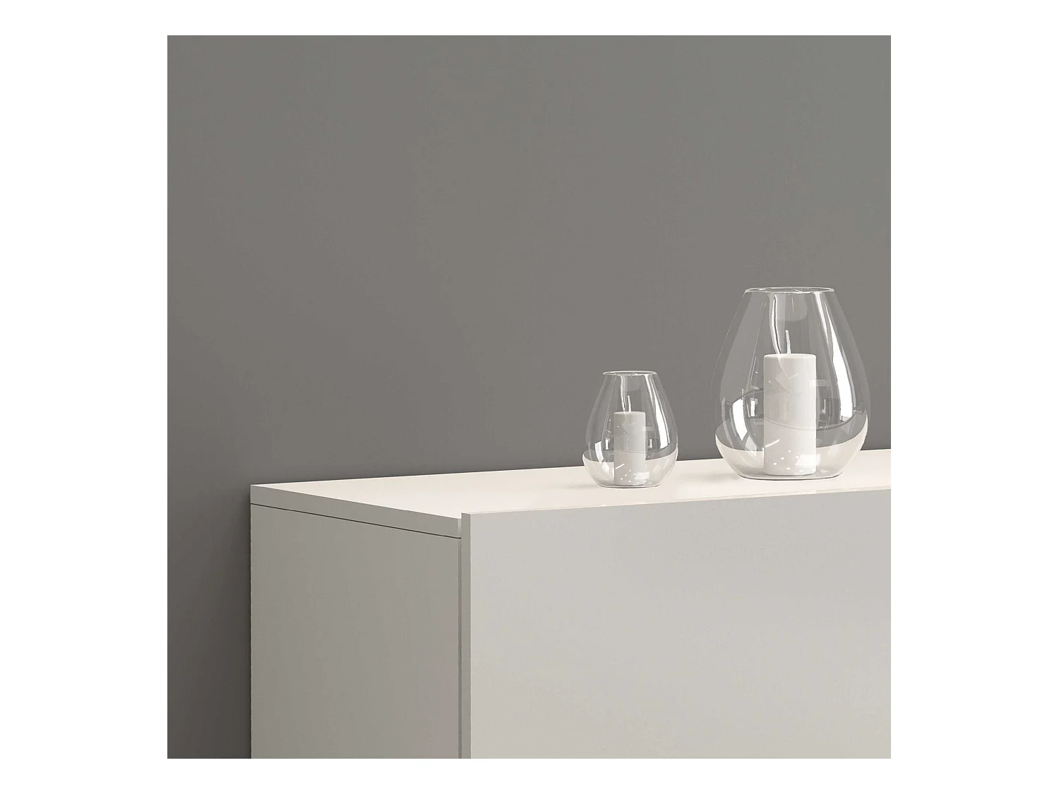 Credenza Potenza con 1 anta 1 ribalta e 1 cassetto bianco lucido 140x40x81 cm