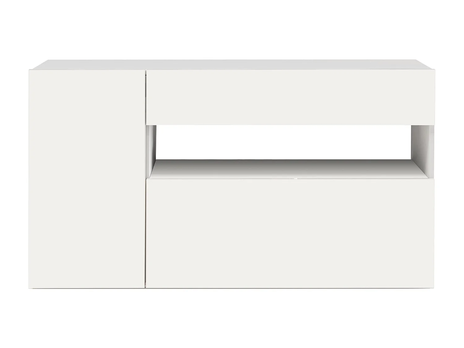 Credenza Potenza con 1 anta 1 ribalta e 1 cassetto bianco lucido 140x40x81 cm