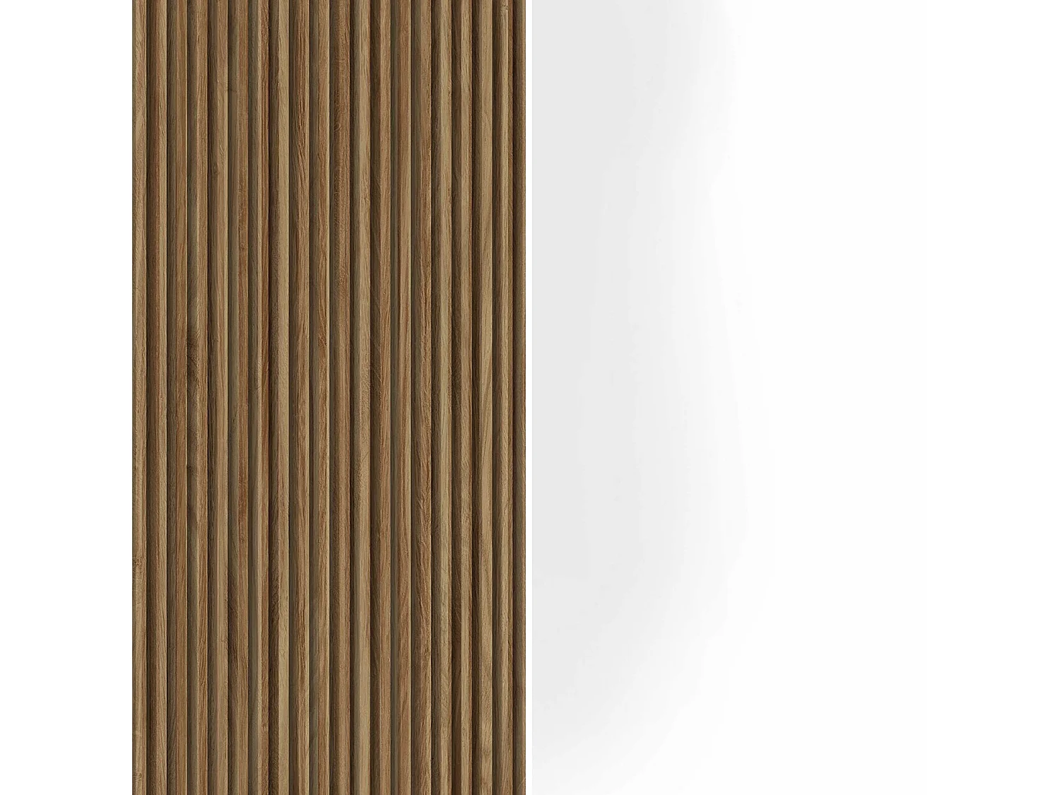 Buffet Coste à 4 portes effet cannelé couleur blanc mat et bois clair 200x43x86 cm