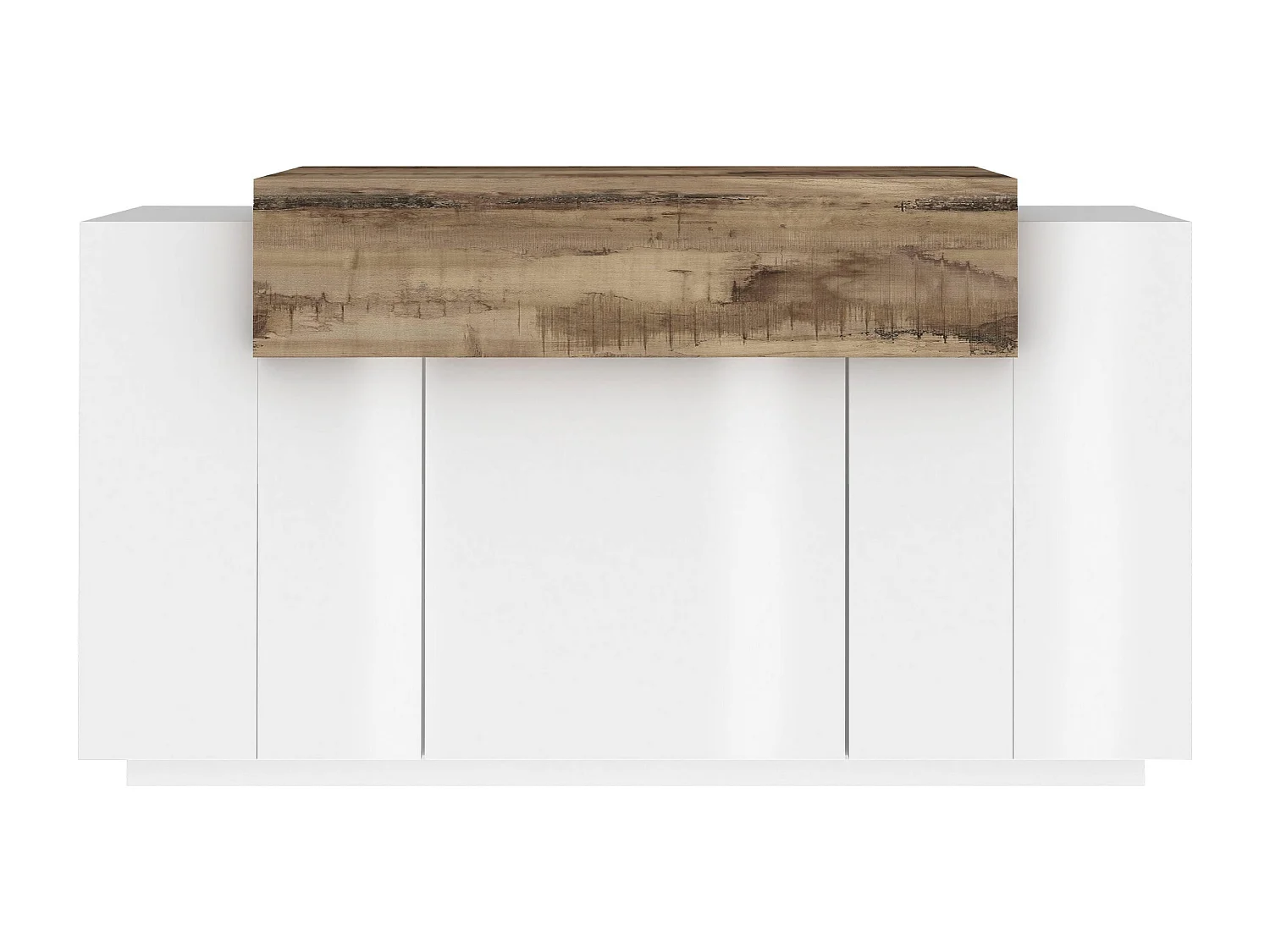 Credenza Corona 3 ante bianco lucido e acero pereira 140x45x85 cm