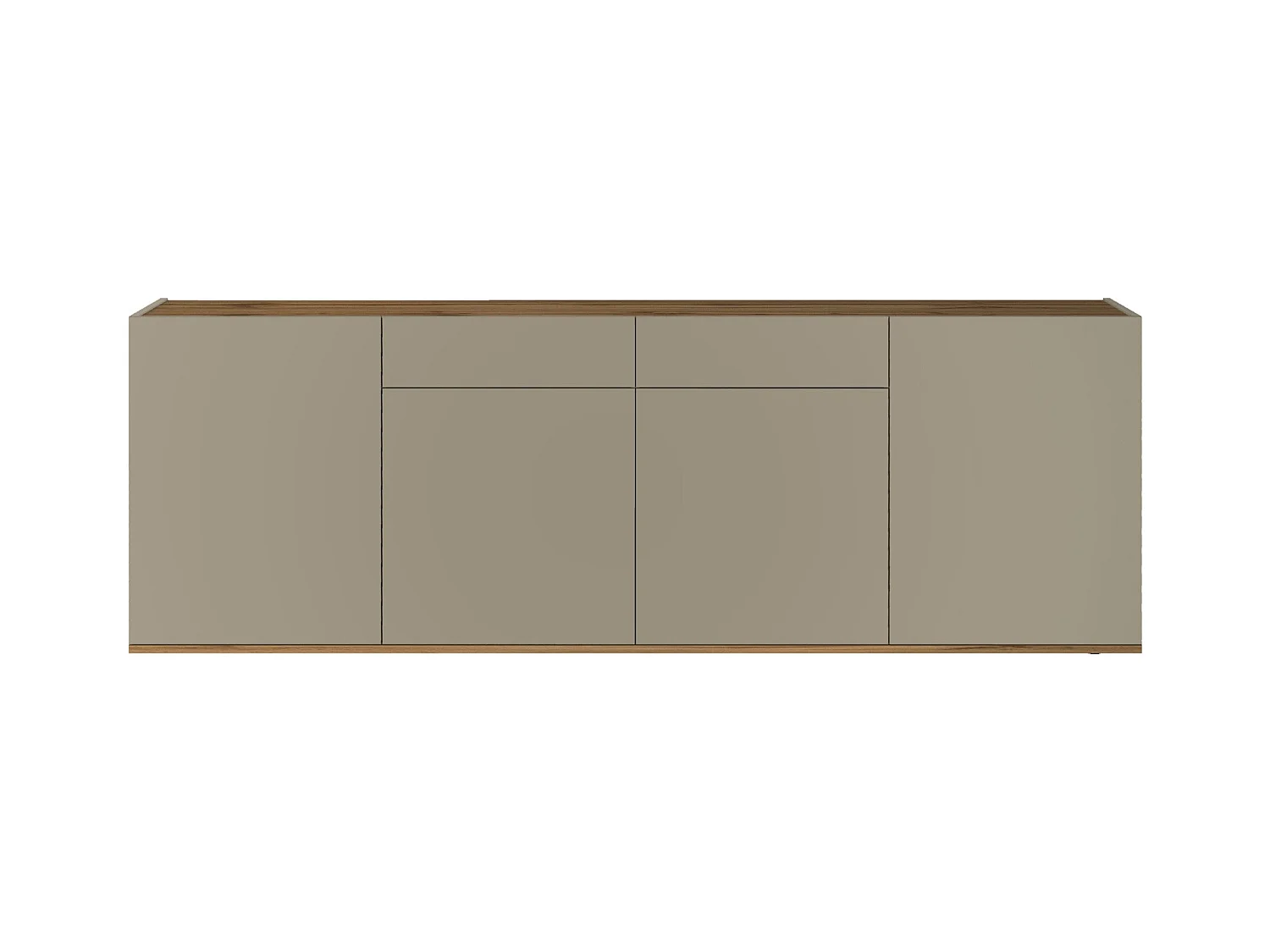 Madia Garda a 4 ante e 2 cassetti tortora opaco e rovere 200x35x71 cm