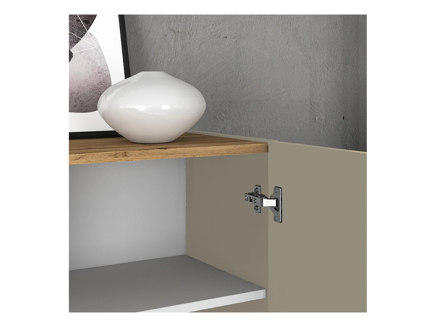 Madia Garda a 4 ante e 2 cassetti tortora opaco e rovere 200x35x71 cm