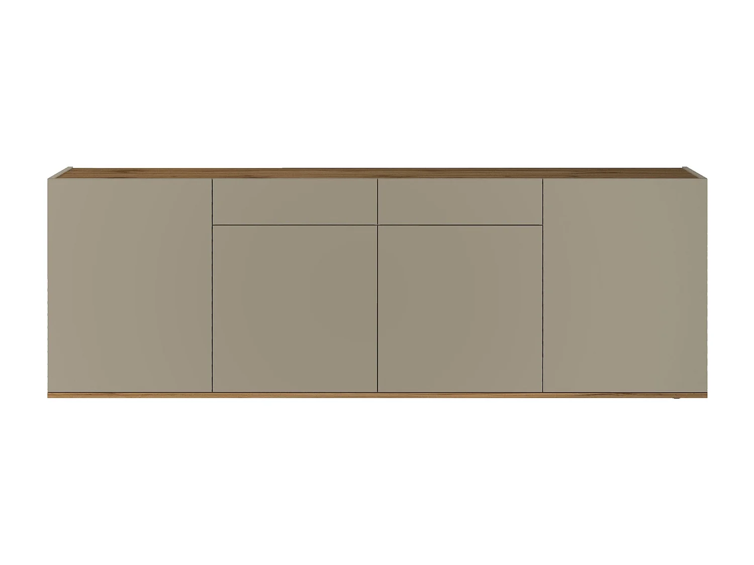 Madia Garda a 4 ante e 2 cassetti tortora opaco e rovere 200x35x71 cm