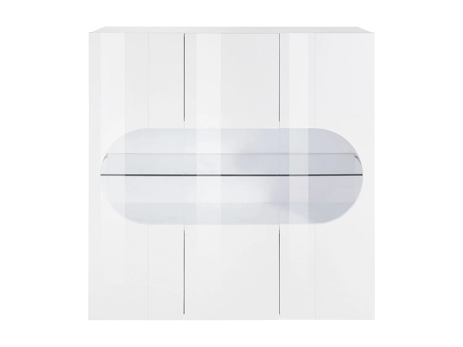 Credenza Real a 3 ante con inserti in vetro espositivi bianco lucido 120x40x120 cm